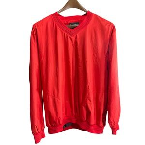 FootJoy Men's Red‎ V Neck Pullover Golf Windbreaker Jacket Size L